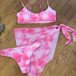 Pink tie dye cami & cheeky bottom w/  cover up NEW
